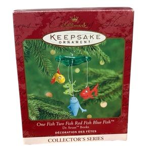 Hallmark Christmas Ornament One Fish Two Fish Red Fish Blue Fish "Dr. Seuss Book